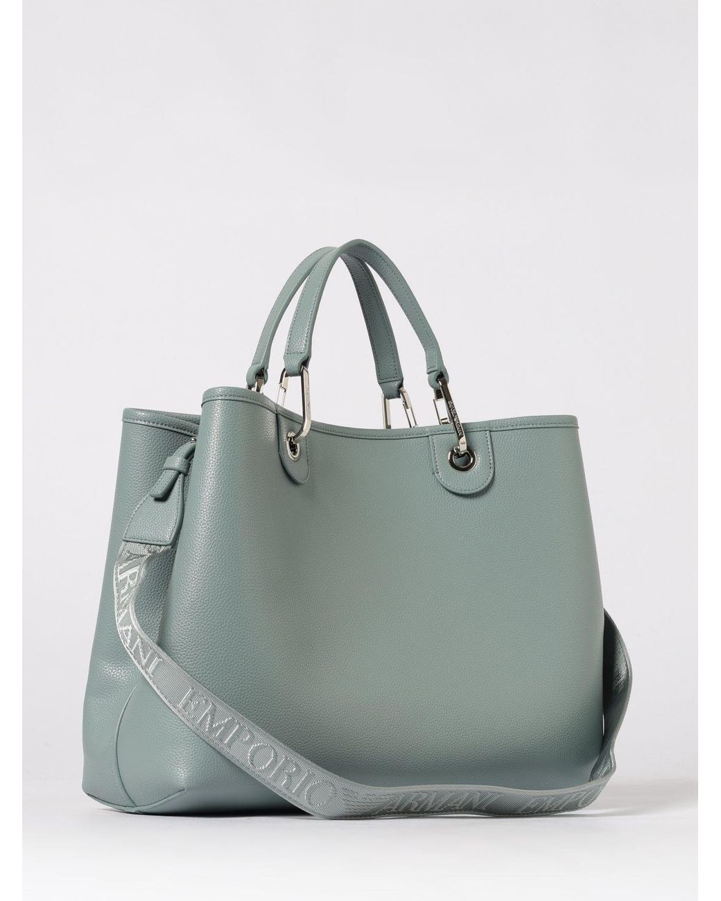 Emporio Armani Gray Myea Medium Grained Faux Leather Bag