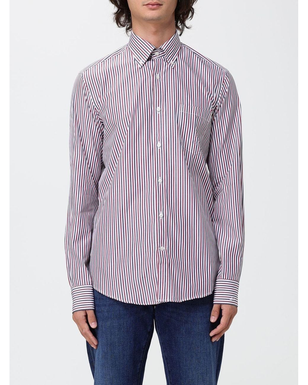 Paul & Shark Purple Paul &Amp Shark Striped Cotton Poplin Shirt With A Slim Fit for men