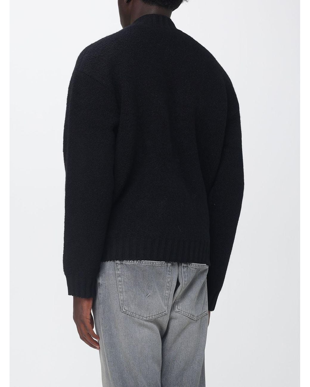 Laneus Blue Virgin Wool Bomber Cardigan With Zip Closure for men