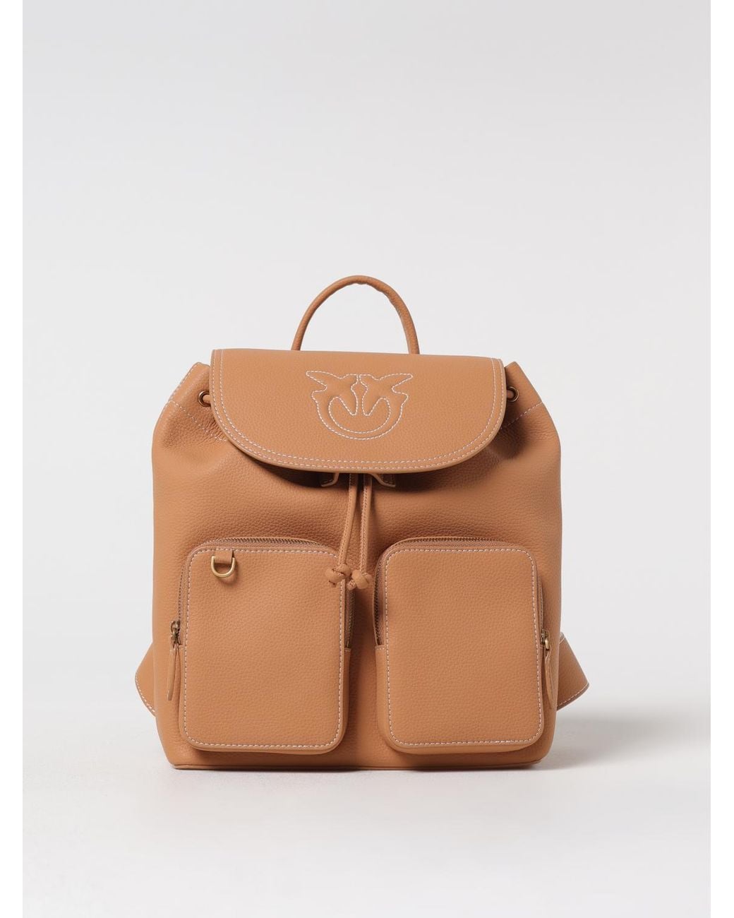 Pinko Natural Pebbled Leather Backpack