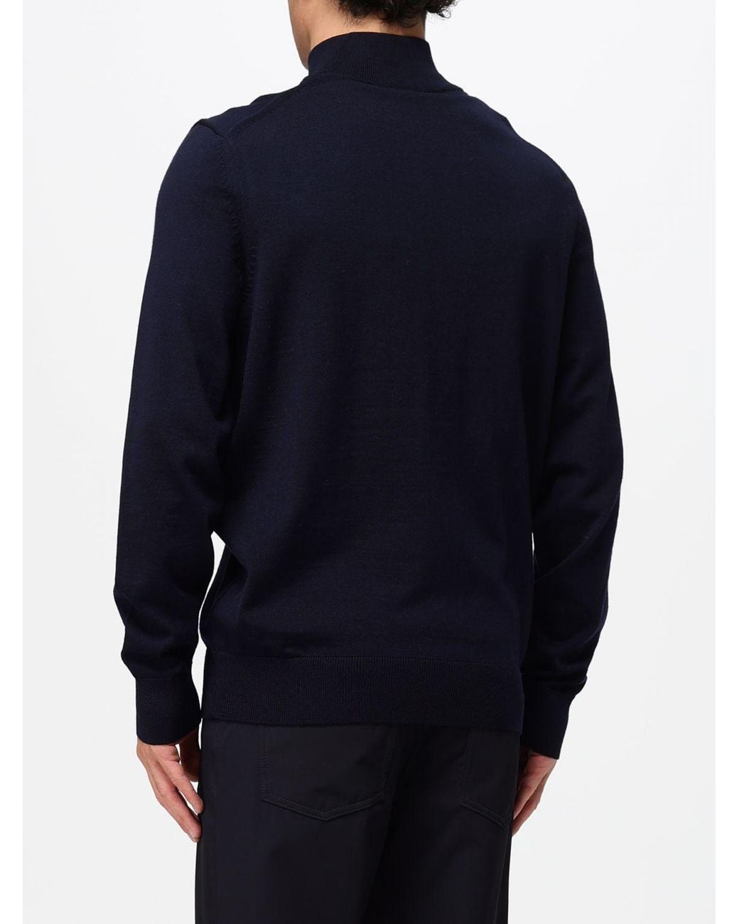 Boss Blue Virgin Wool High Neck Jumper With Half-Zip Closure for men