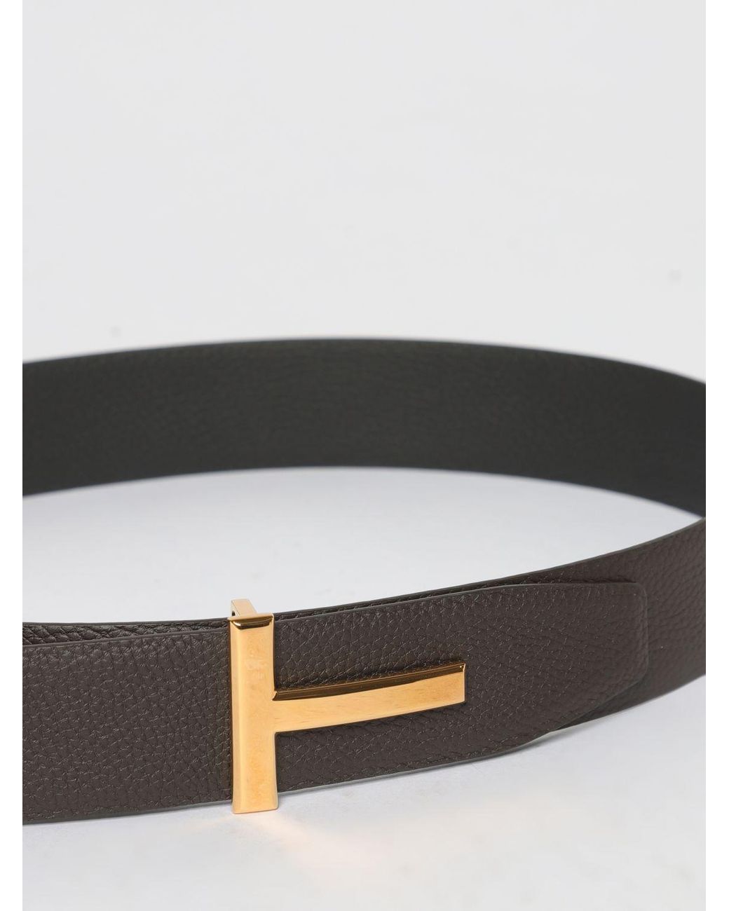 Tom Ford White T Calfskin Leather Belt for men
