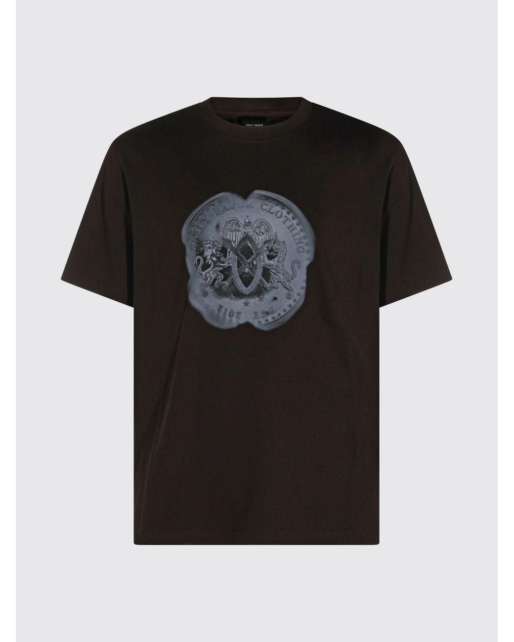 Daily Paper Black Cotton Crewneck T-Shirt With Graphic Print On The Back for men