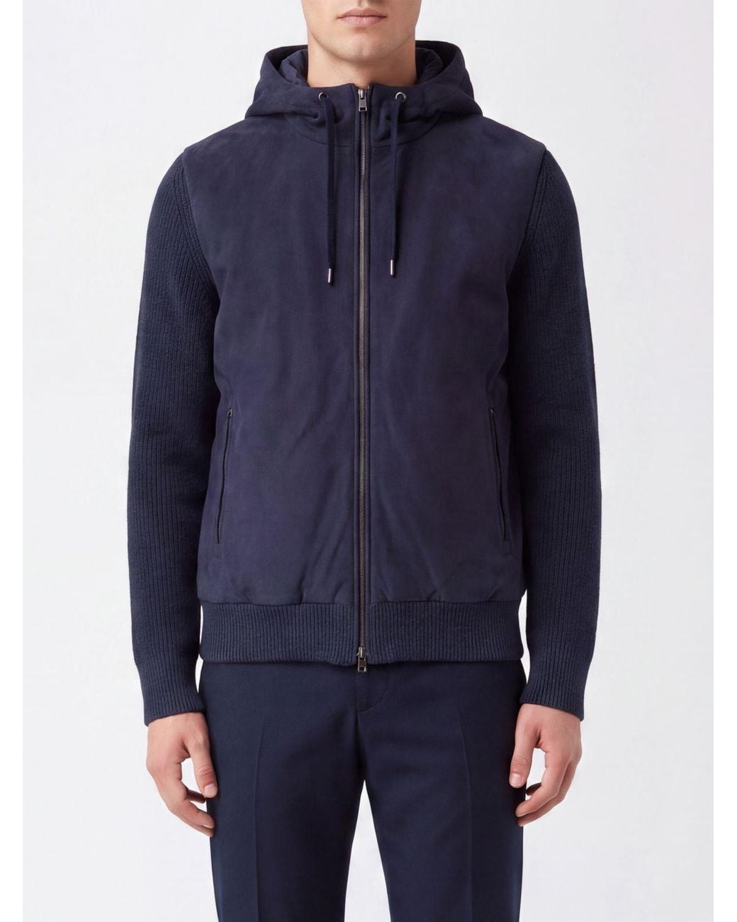 Herno Blue Resort Hooded Bomber Jacket for men