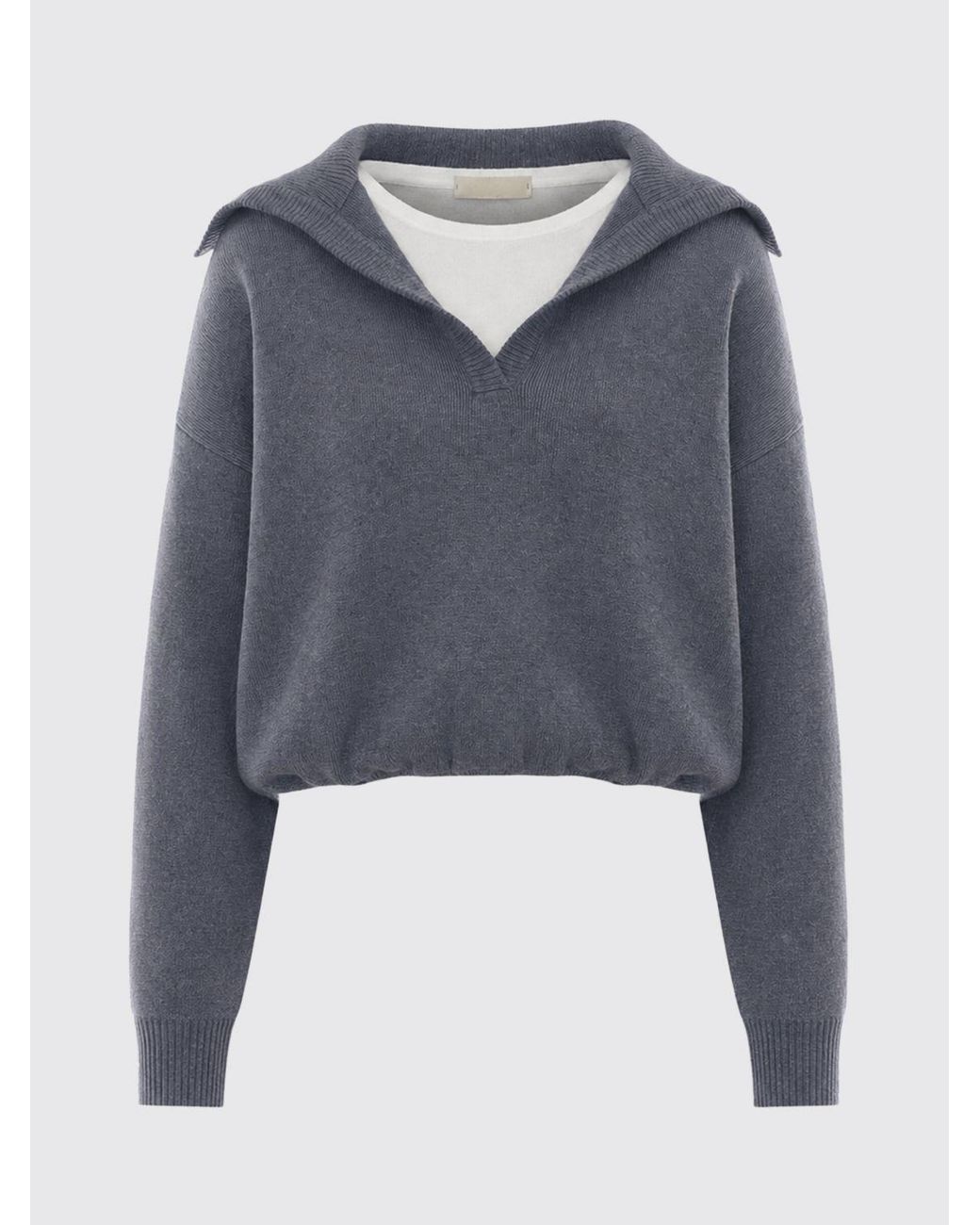 ELEH Blue Long-Sleeved Knit Crewneck Jumper With Sailor Collar