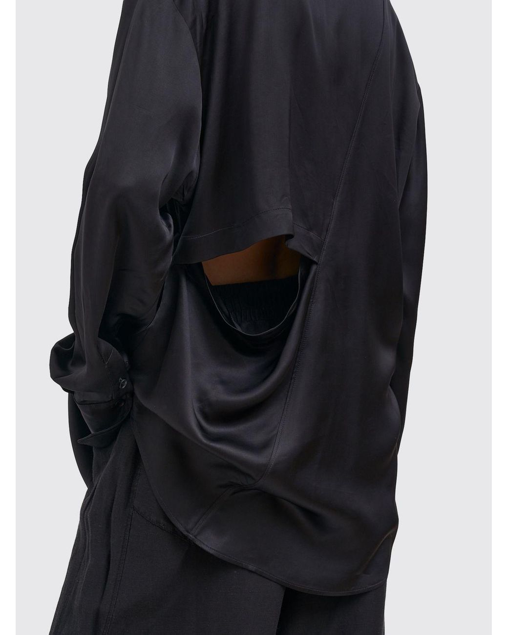 Andrea Ya'aqov Black Viscose Cut-Out Shirt