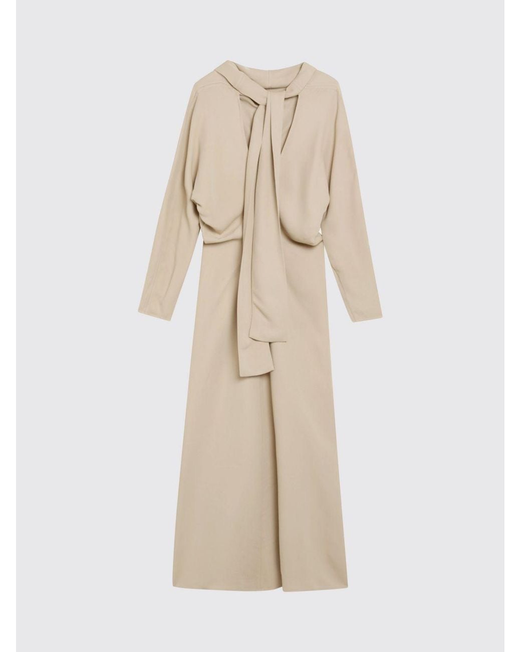 Totême Natural Draped Neck Long Viscose Sheath Dress