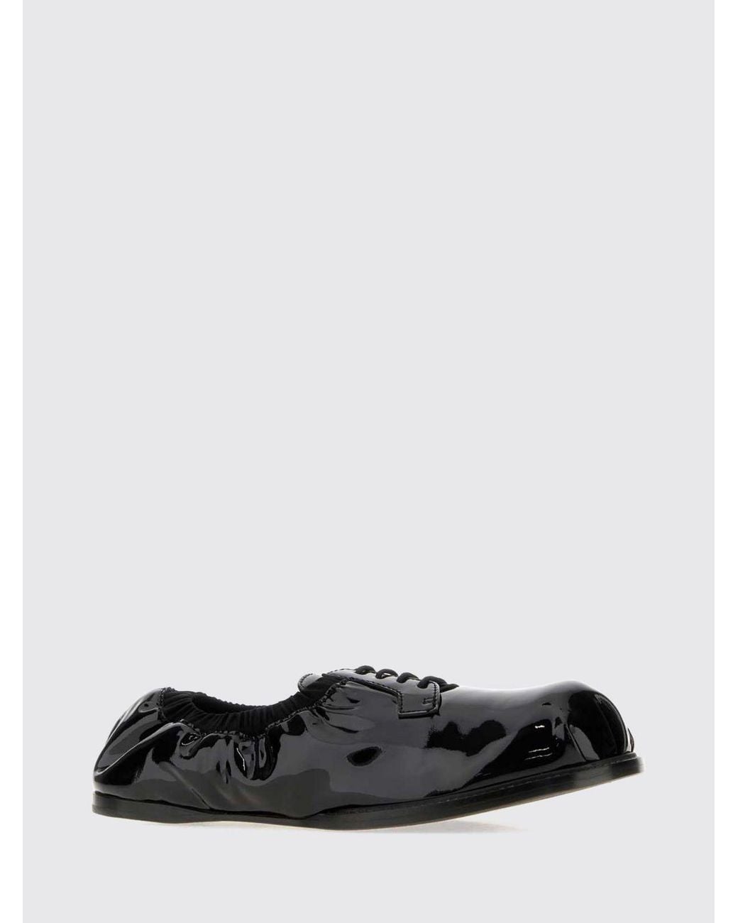 Moschino Couture White Patent Leather Lace-Up Shoes With Ruched Design And Elasticated Ankle