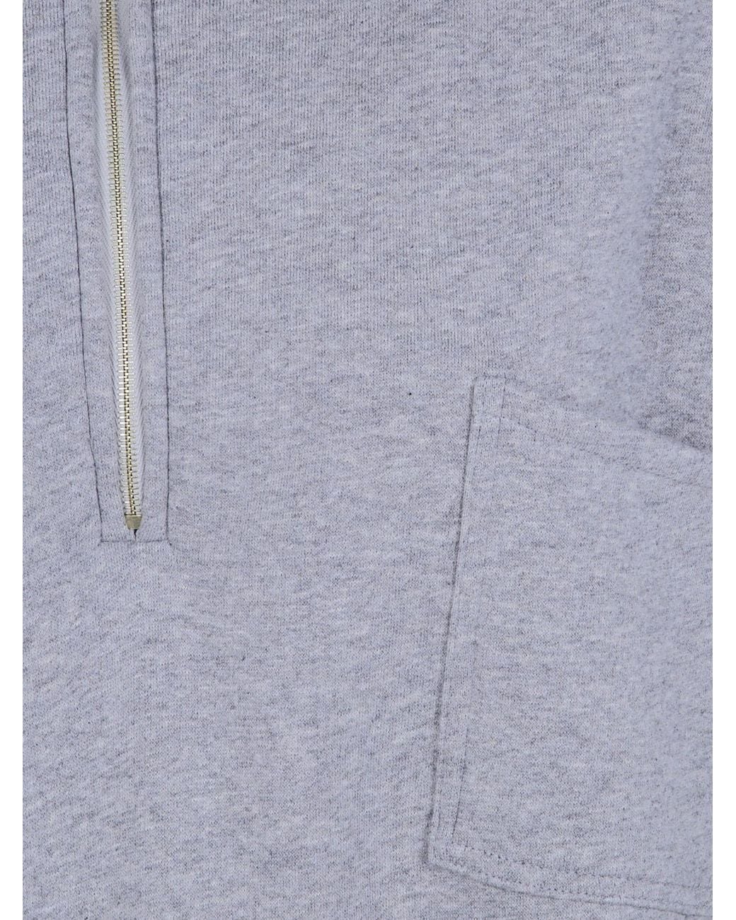 DARKPARK Gray Relaxed Fit Cotton Polo Sweatshirt With Zip And Dropped Shoulders