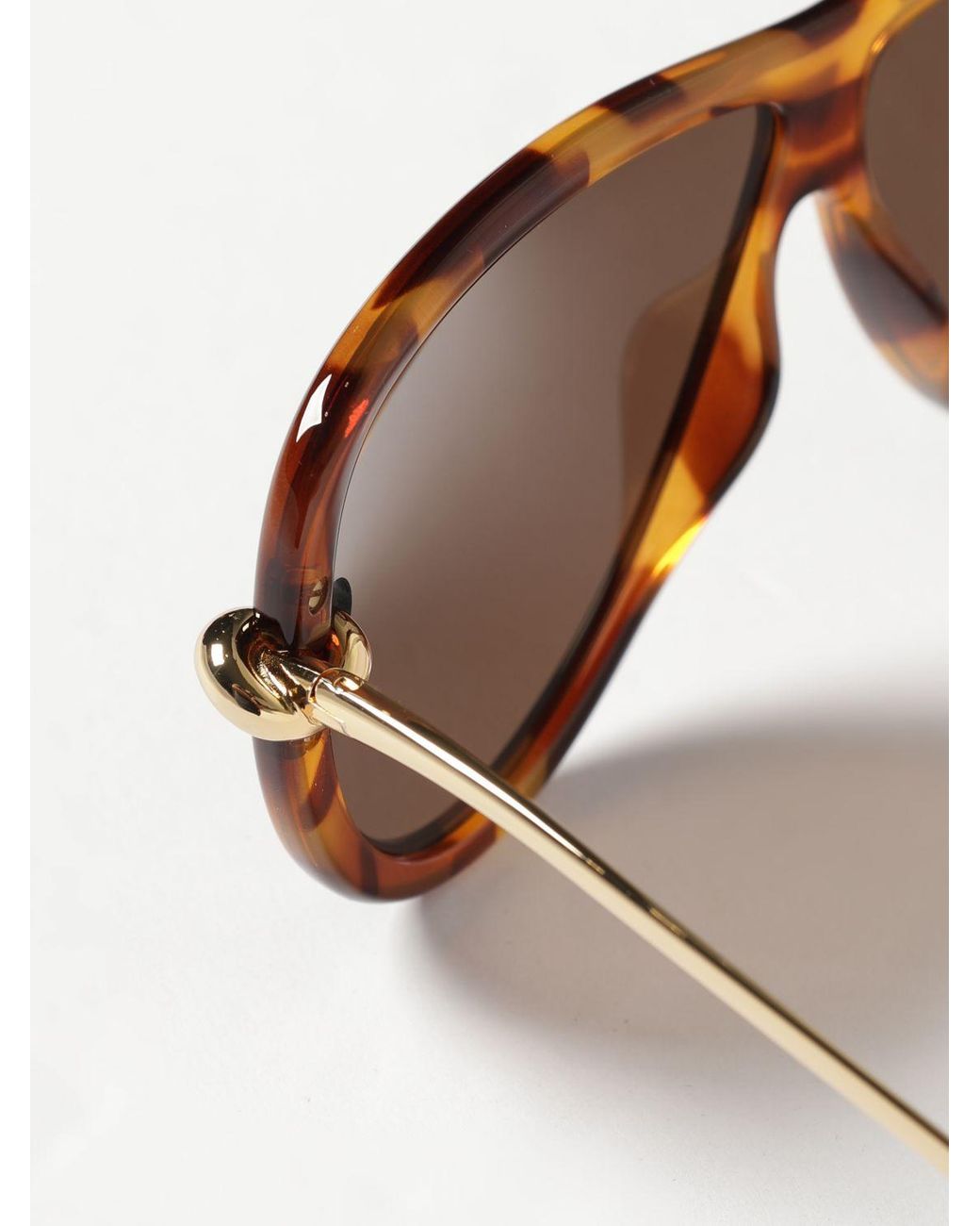 Bottega Veneta Natural Tortoiseshell Acetate Aviator Sunglasses