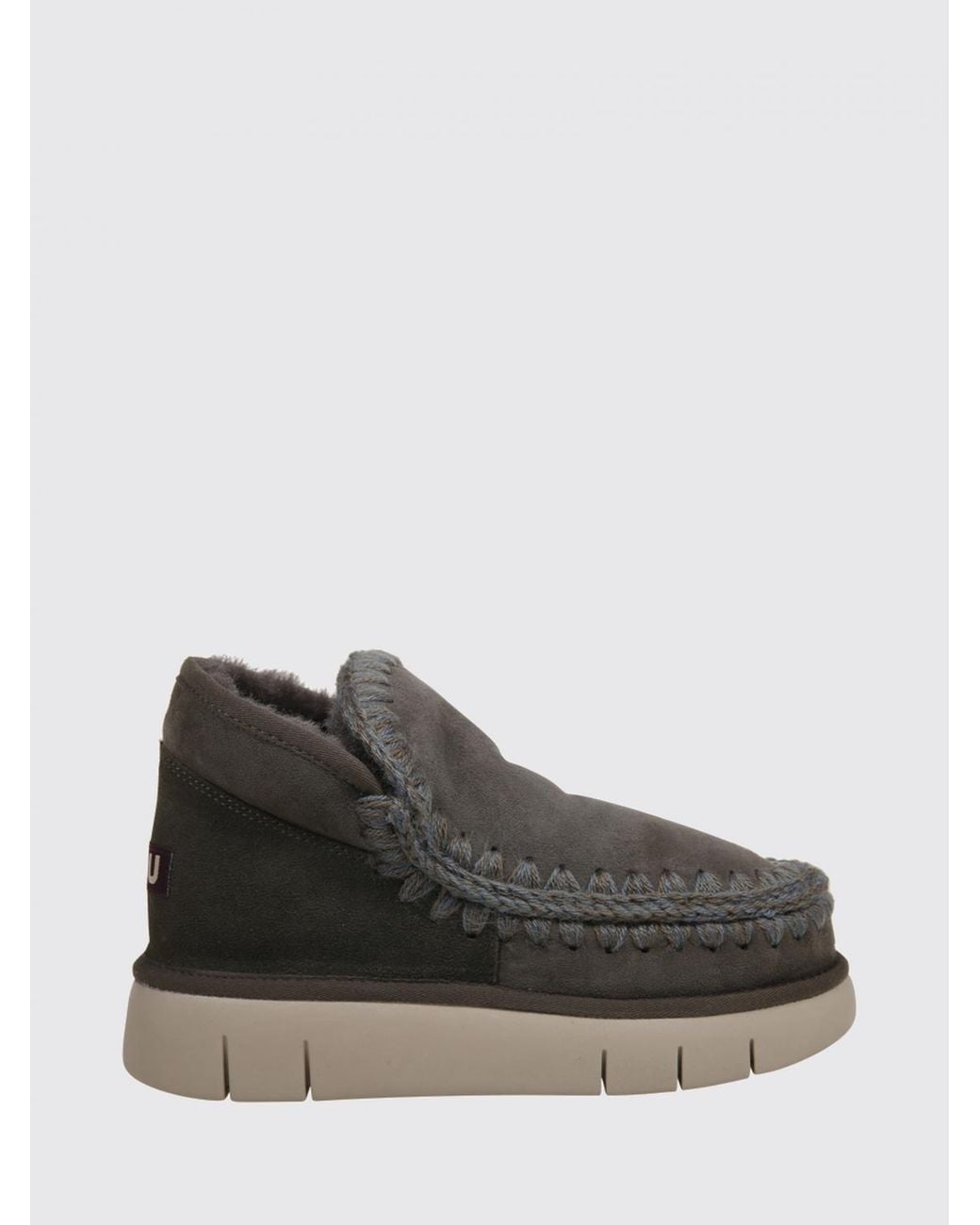 Mou Black Eskimo Bounce Suede Ankle Boots With Contrast Stitching