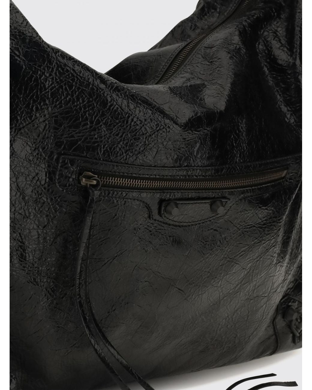 Balenciaga Black Le City Arena Lambskin Shoulder Bag With Studs