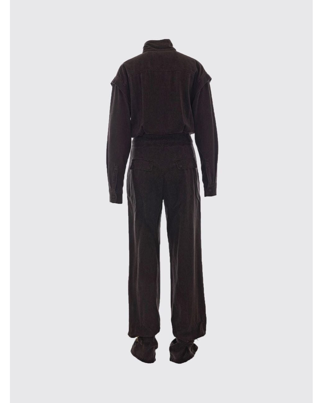 Elisabetta Franchi Blue Lyocell Denim Jumpsuit With High Neck And Belt