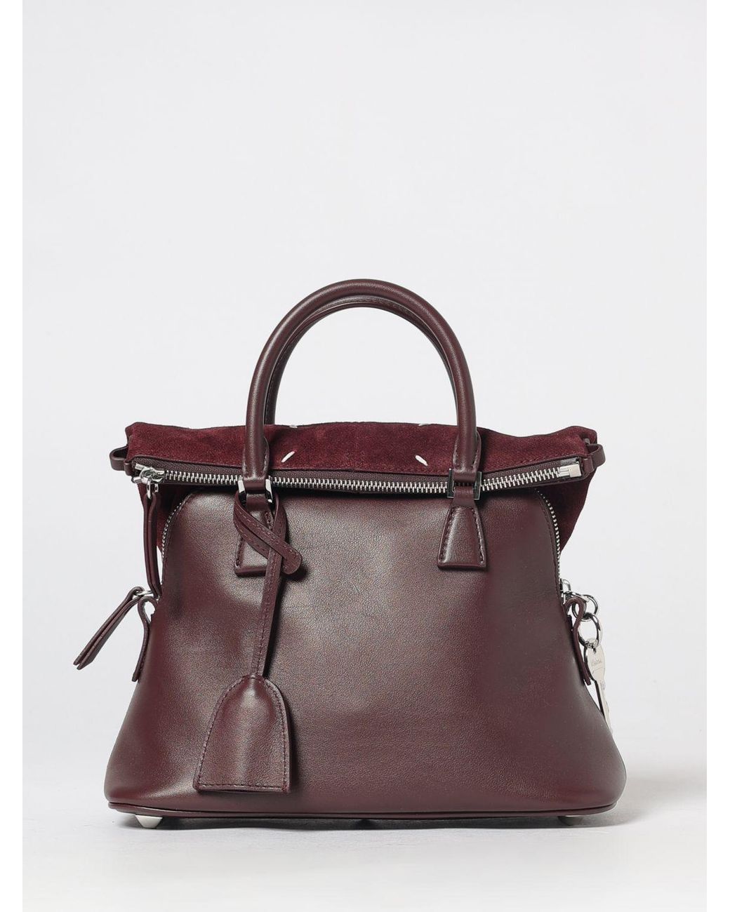 Maison Margiela Purple 5Ac Calfskin And Suede Handbag With Charm
