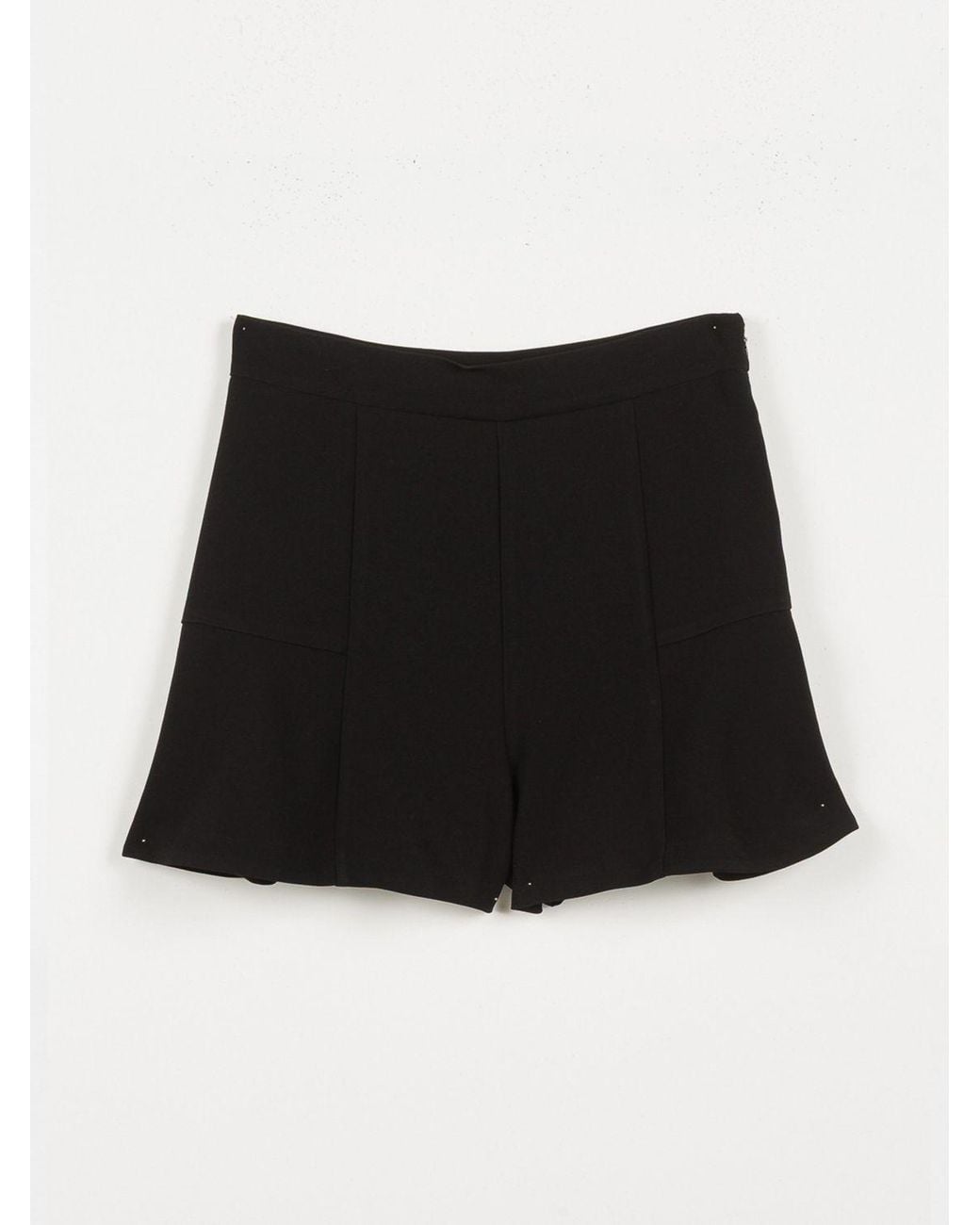 Twinset Black High-Waisted Slim Fit Crêpe Shorts With Side Zip