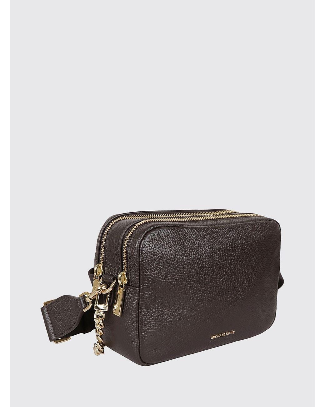 Michael Kors Gray Bryant Pebbled Leather Crossbody Bag With Chain Handle