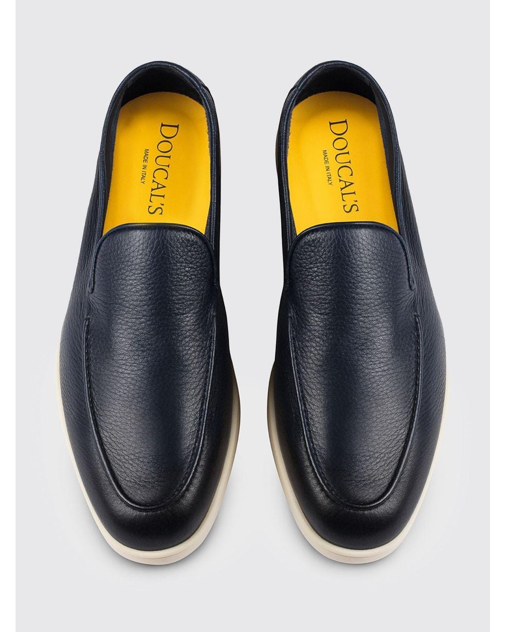 Doucal's Blue Grain Leather Loafer for men