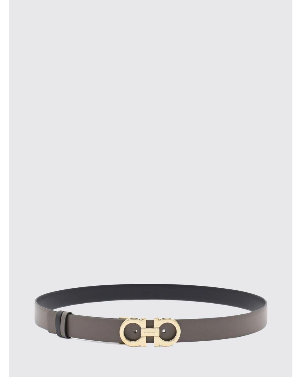 Ferragamo White 2.5 Cm Reversible Leather Belt With Gancini Buckle