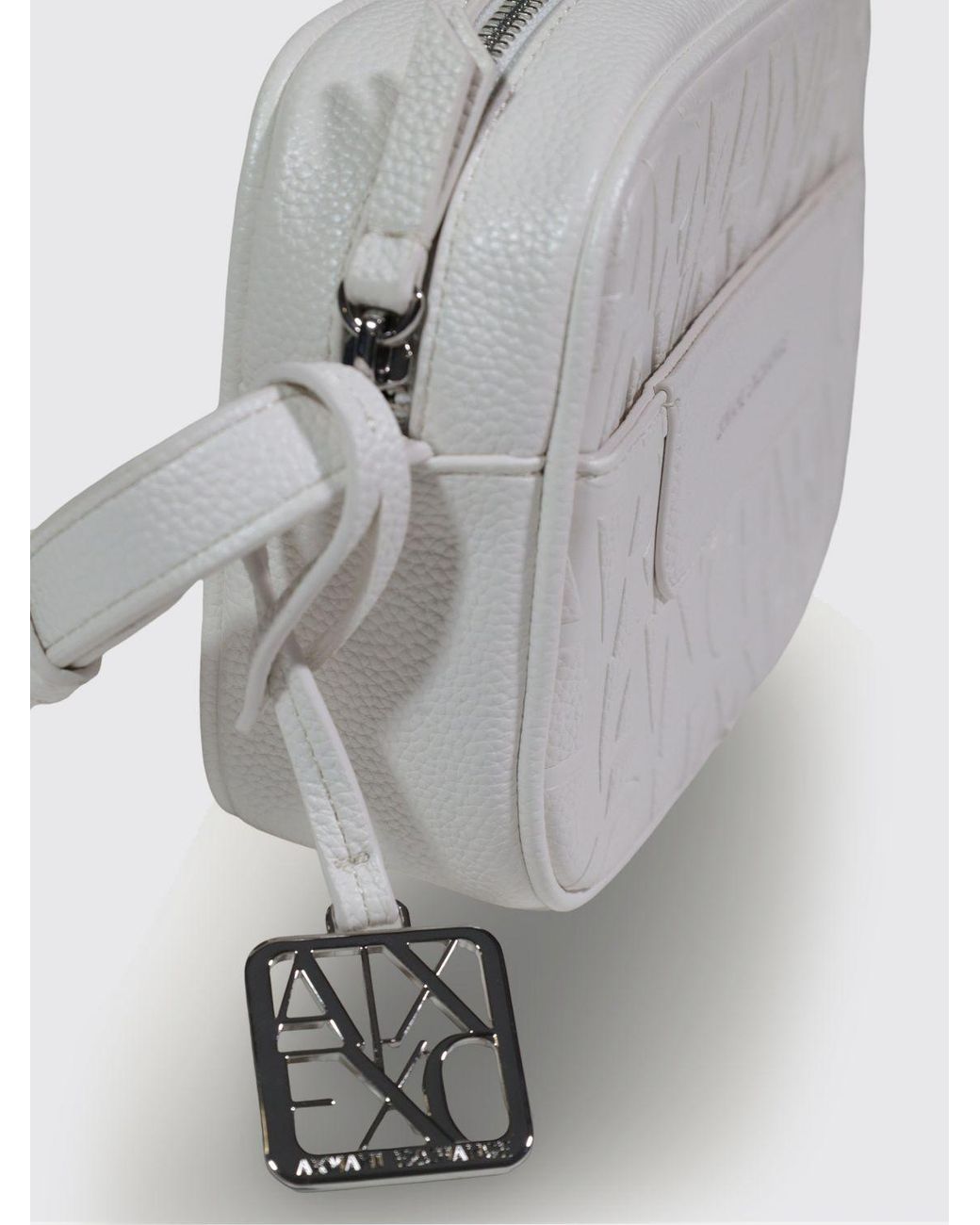 ARMANI EXCHANGE Gray Grained Synthetic Leather Bag With Embossed Logo