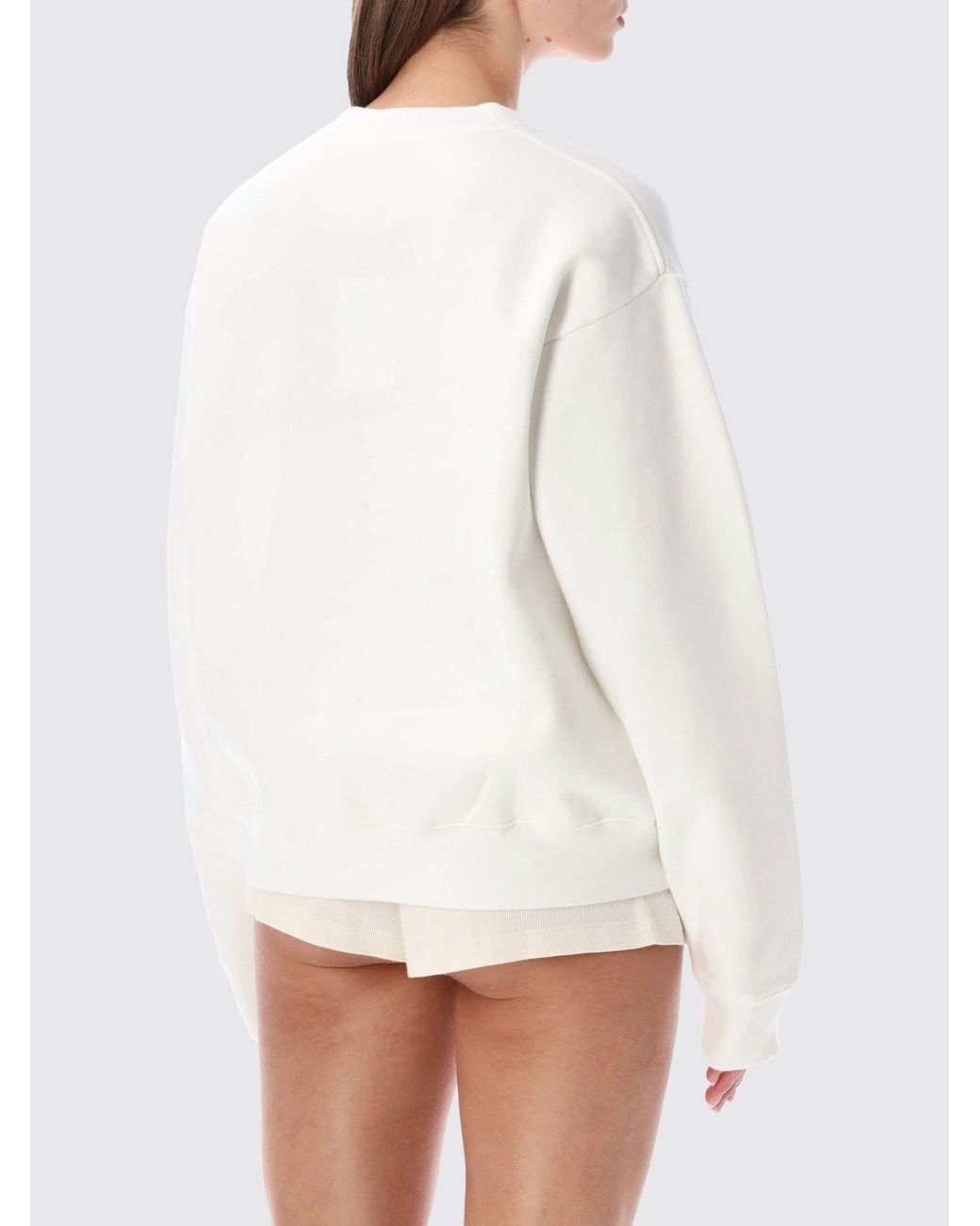 Sporty & Rich Gray Sporty &Amp Rich Contrast Logo Cotton Crewneck Sweatshirt