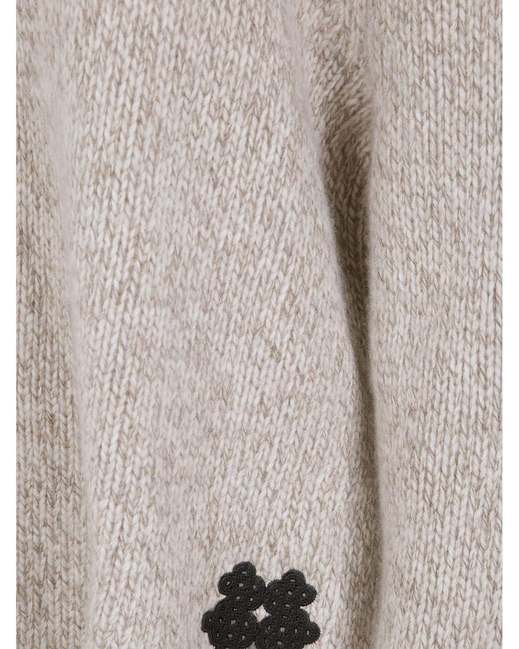 Kujten Gray 100% Cashmere Turtleneck Jumper With Contrast Logo And Ribbed Trims