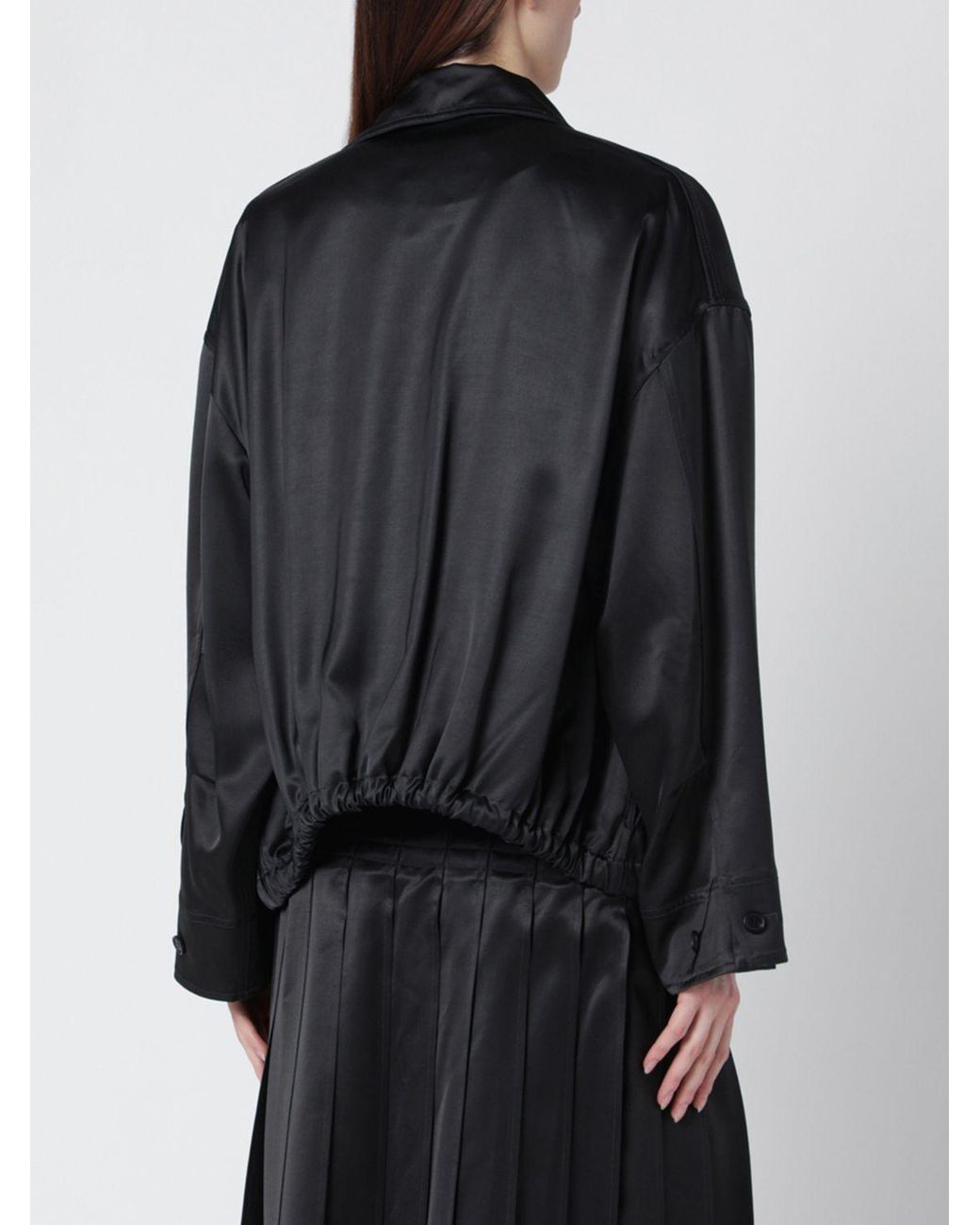 DURAZZI MILANO Black Satin Bomber Jacket