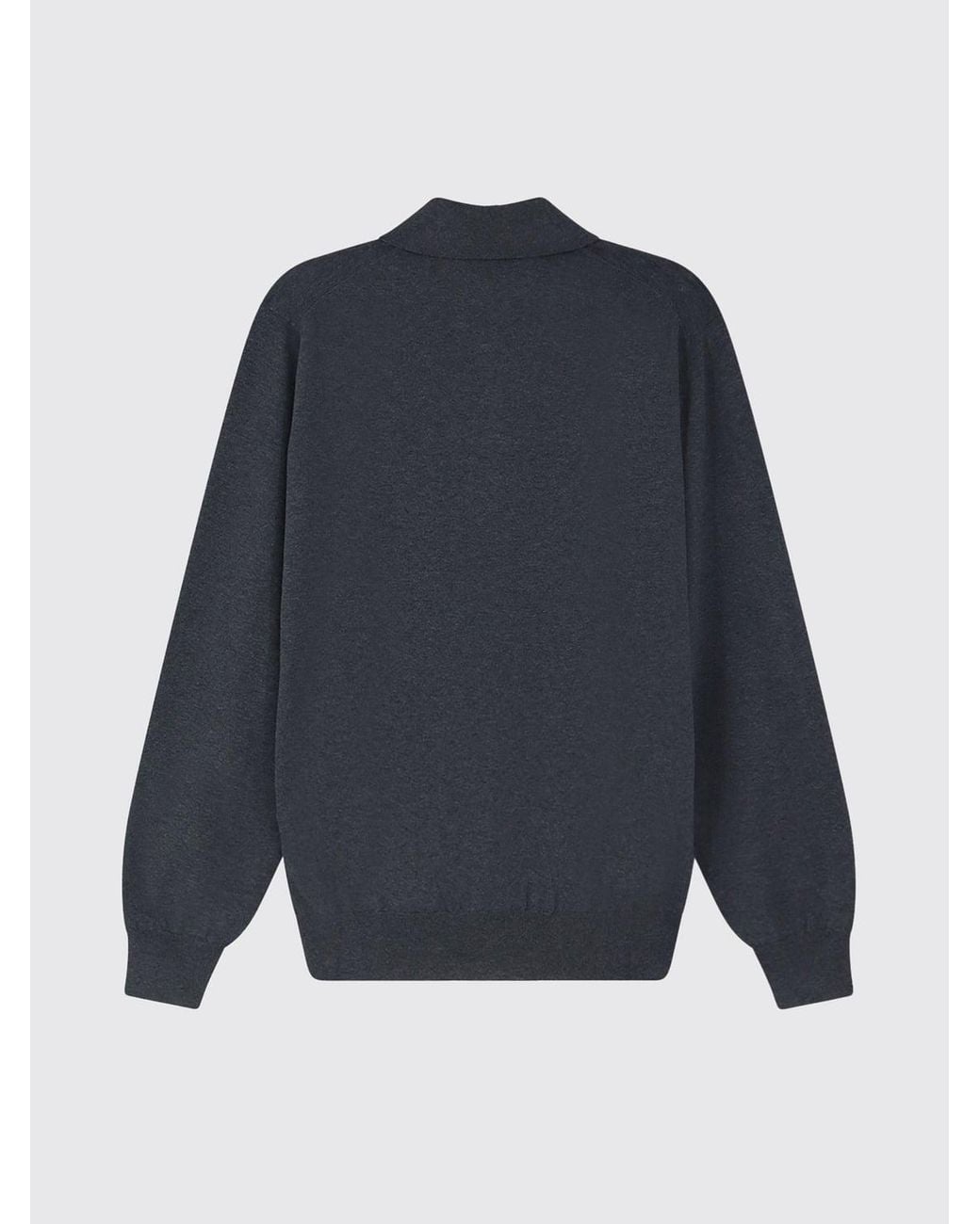 Brunello Cucinelli Blue Long-Sleeved Knit Polo Shirt for men