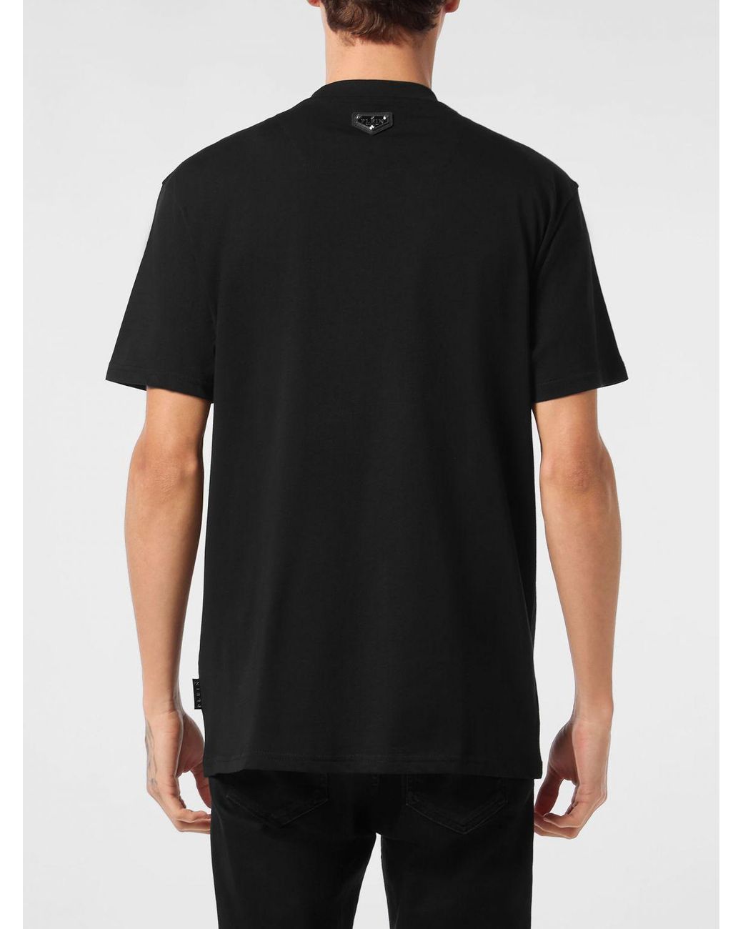 Philipp Plein Black Cotton T-Shirt With Teddy Bear Print And Hexagon Logo for men