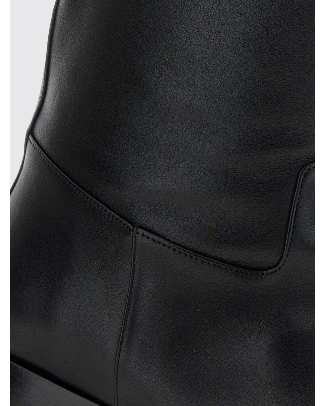Herbert Levine Black Square-Toe Calfskin Leather Knee-High Boots
