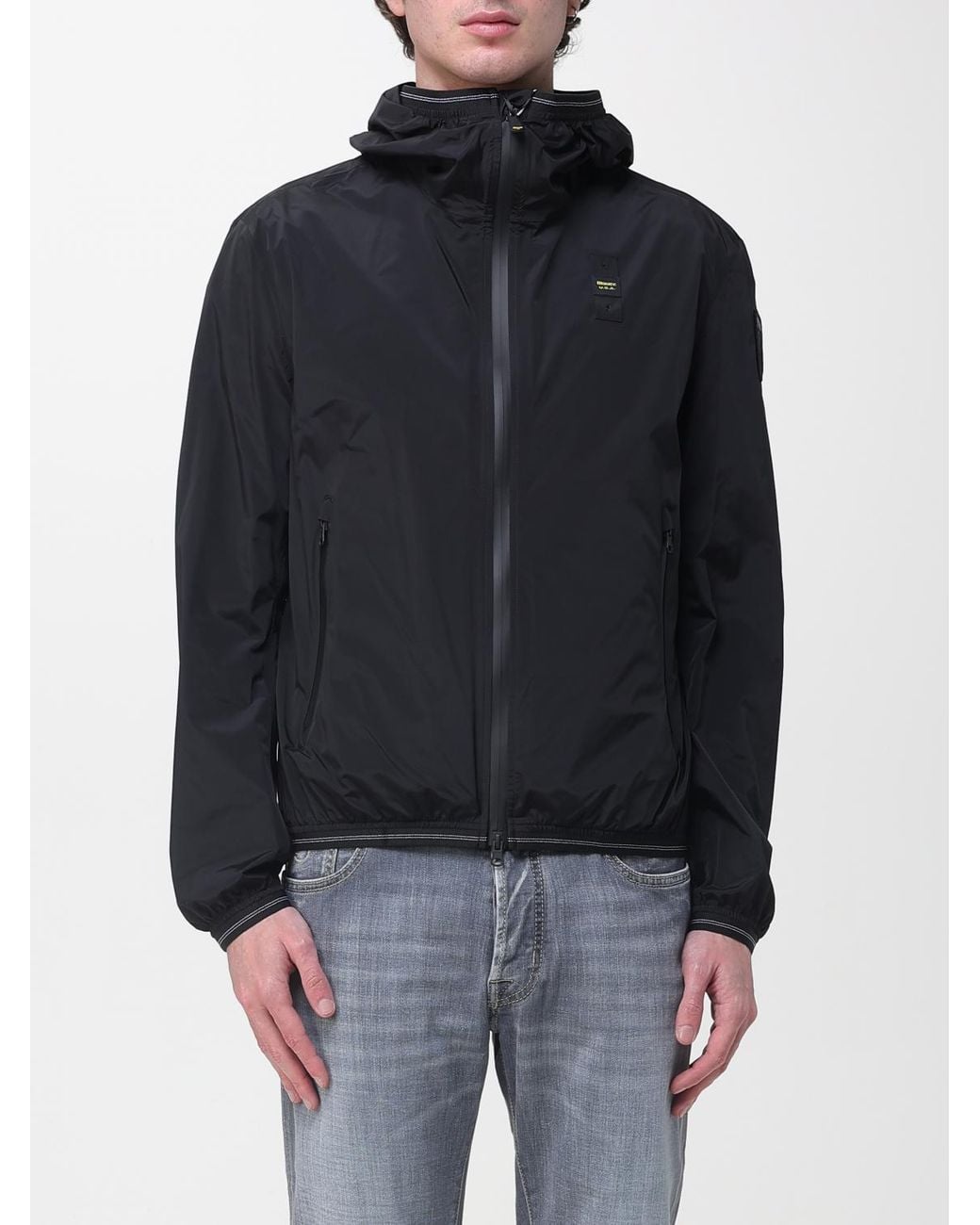 Blauer Blue Hooded Polyester Windbreaker for men