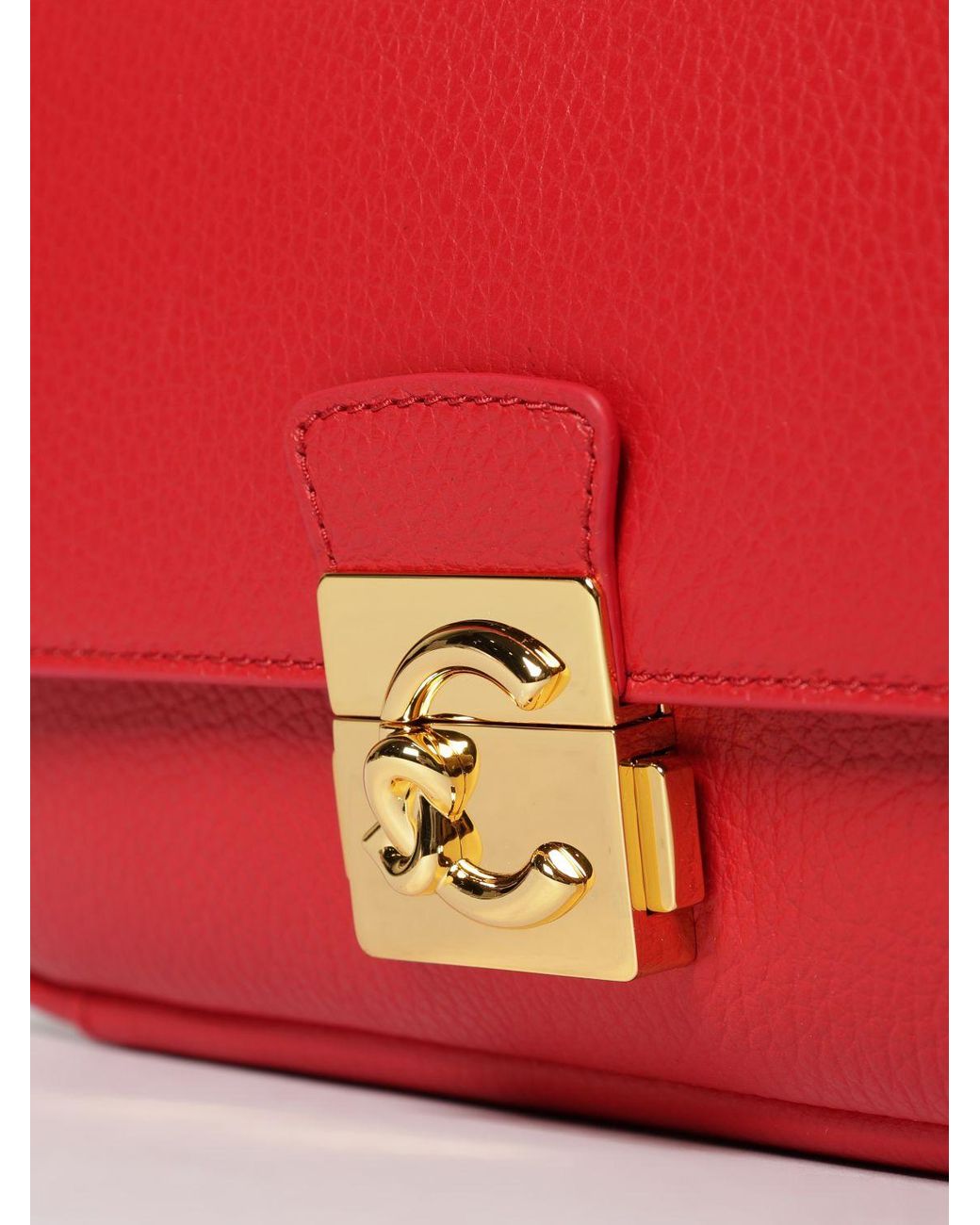 Coccinelle Red C-Me Lock Medium Grained Leather Bag