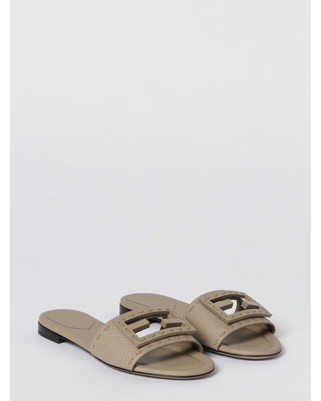 Fendi White Baguette Tumbled Leather Sandals