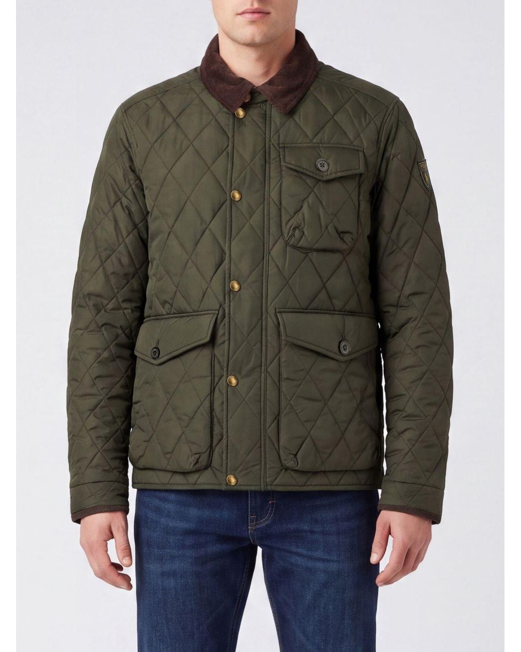 Polo Ralph Lauren Green Quilted Nylon Jacket With Corduroy Collar for men