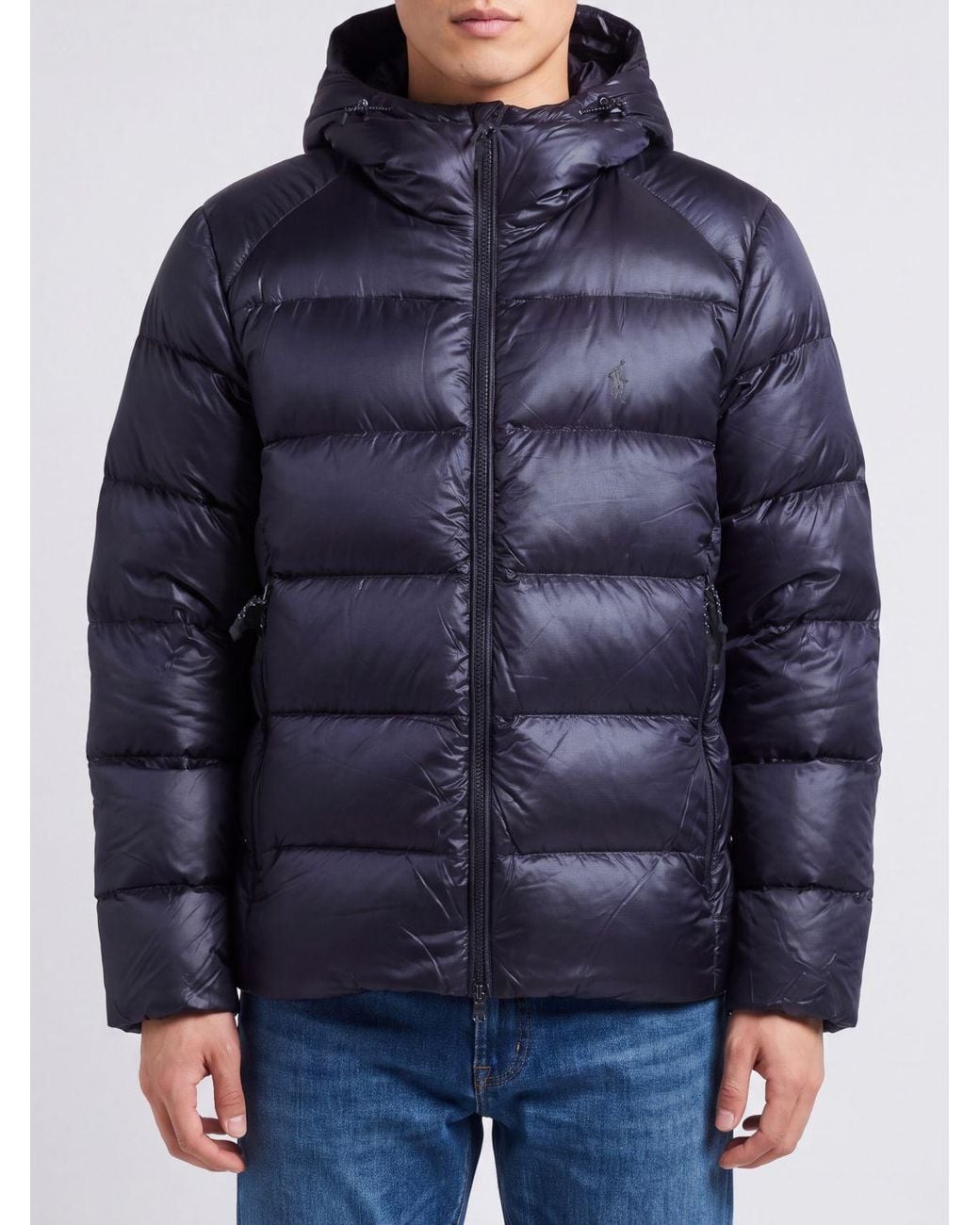 Polo Ralph Lauren Blue Recycled Nylon Puffer Jacket With Hood And Pony Logo for men