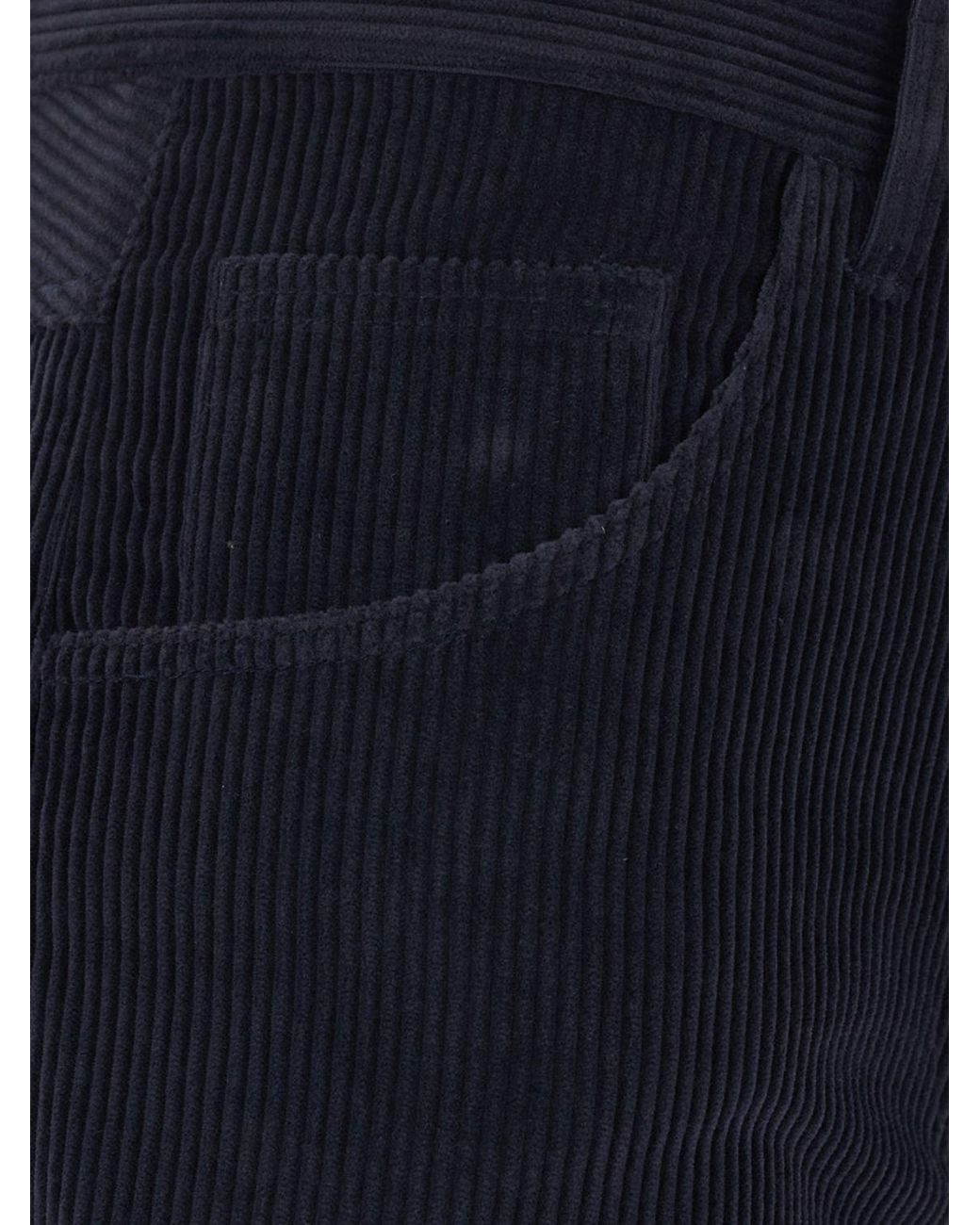 Semicouture Blue High-Waisted Straight-Leg Corduroy Trousers