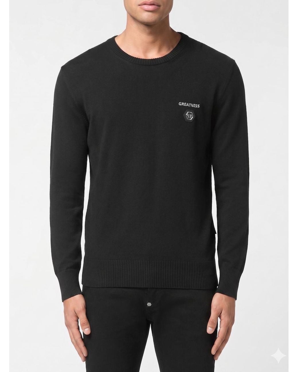 Philipp Plein Black Wool And Cotton Knit Pp for men