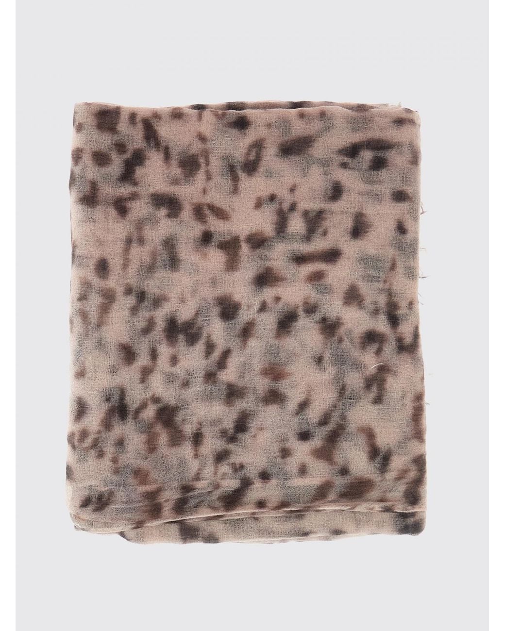Brunello Cucinelli Brown Rectangular Cashmere Scarf With Animalier Print