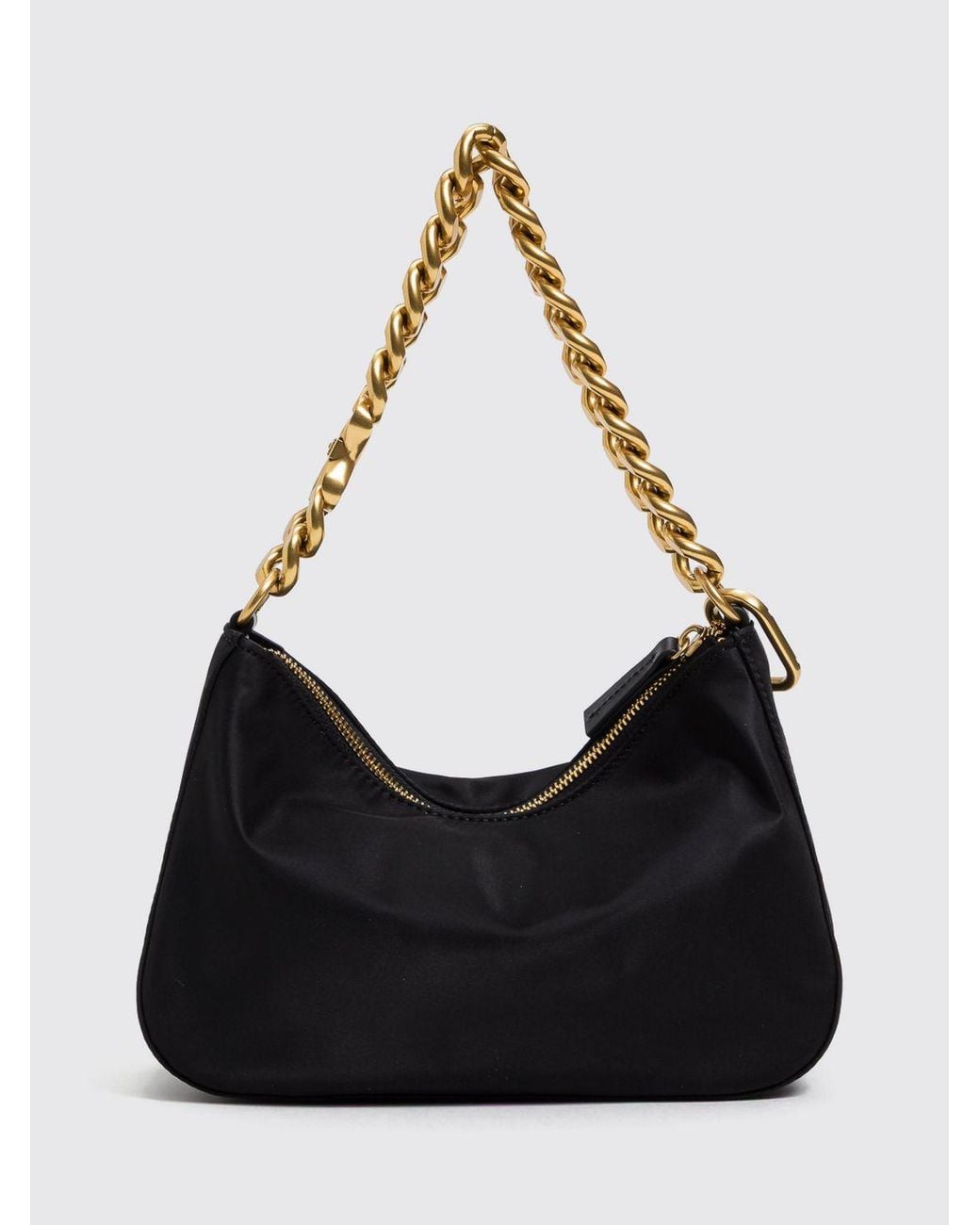 Twinset Black Flared Embroidered Polyester Shoulder Bag With Chain Handle