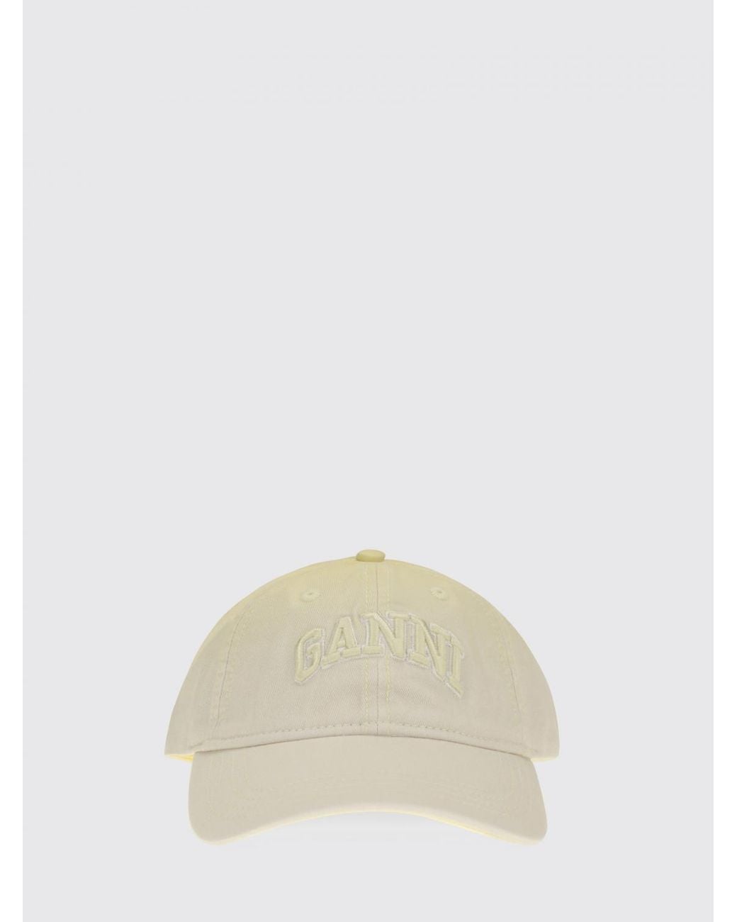 Ganni White Two-Tone Organic Cotton Baseball Cap With Embroidered Logo