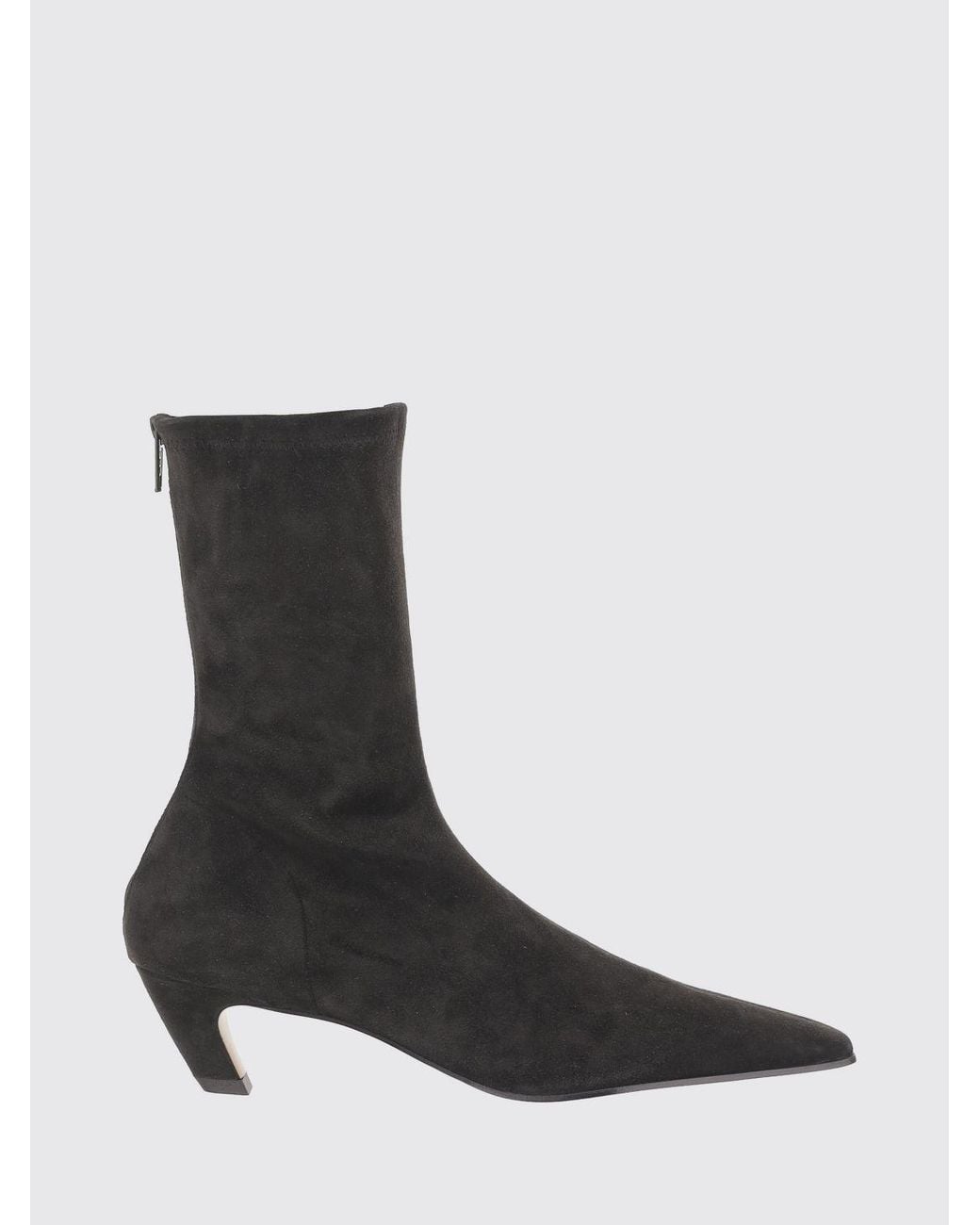 Khaite Black Arizona Suede Ankle Boots With Low Stiletto Heel