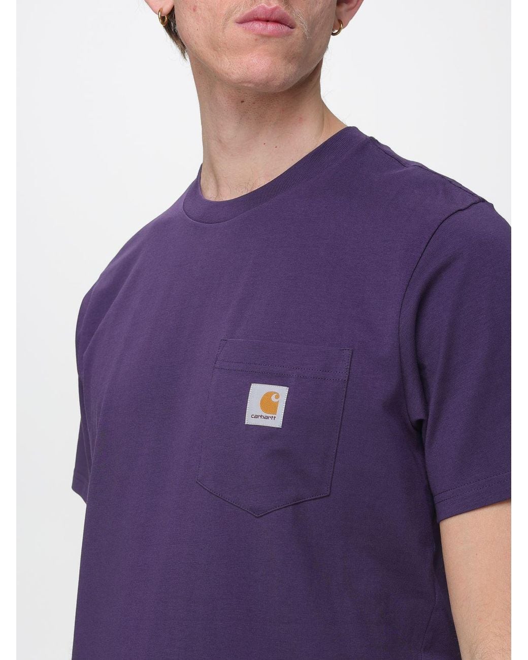 Carhartt Purple Cotton Jersey T-Shirt With Logo for men