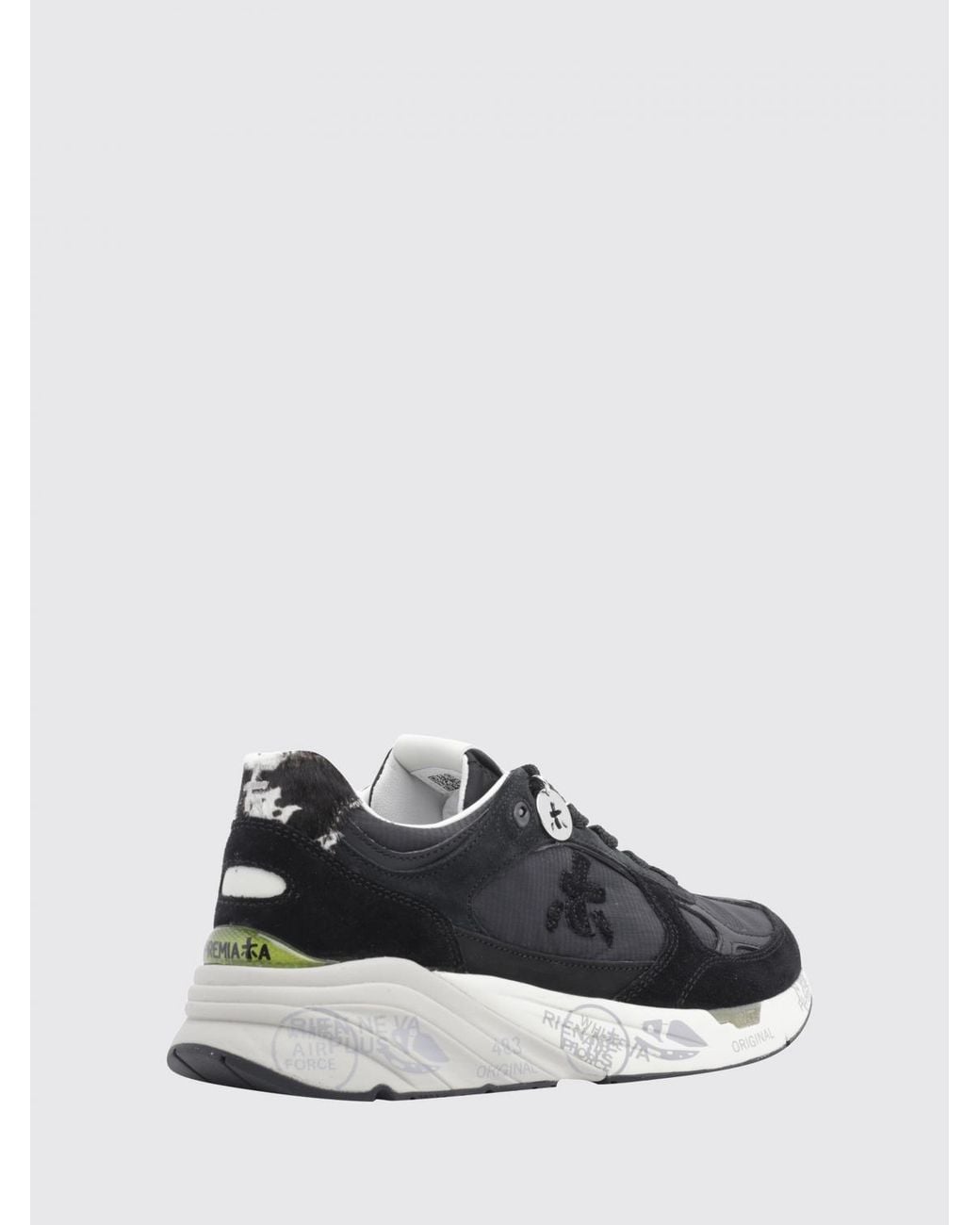 Premiata Black Mased Suede And Technical Fabric Low-Top Sneakers With Logo