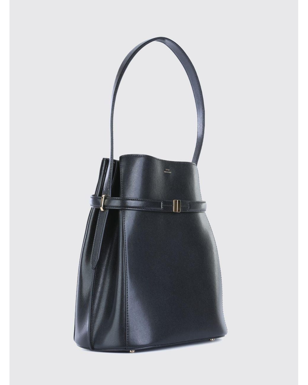 Totême Blue Calfskin Bucket Bag With Monogram Logo