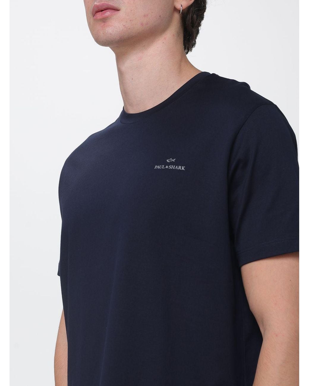 Paul & Shark Blue Paul &Amp Shark Short-Sleeved Cotton Crew Neck T-Shirt With Tone-On-Tone Logo for men