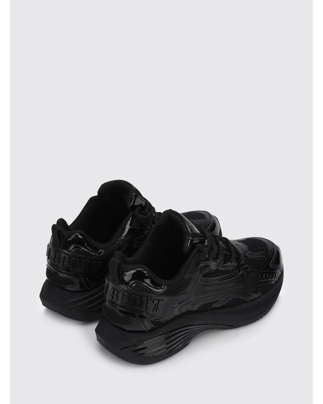 Philipp Plein Black Pegasus Project Mesh And Patent Leather Sneakers for men