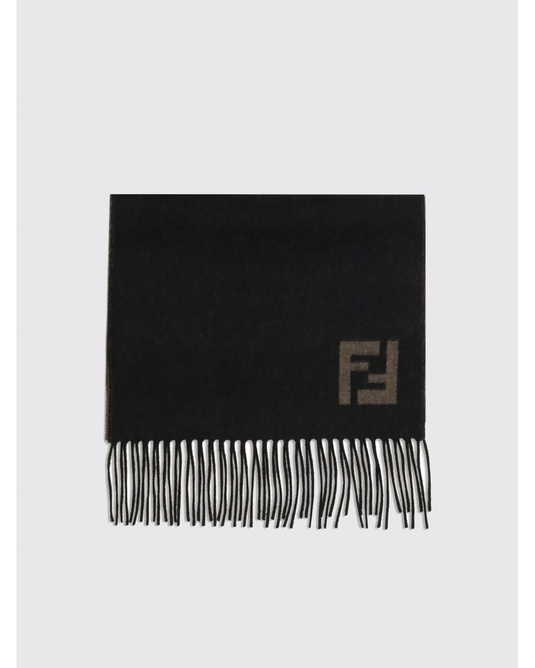 Fendi Black Ff Double-Face Wool Scarf for men