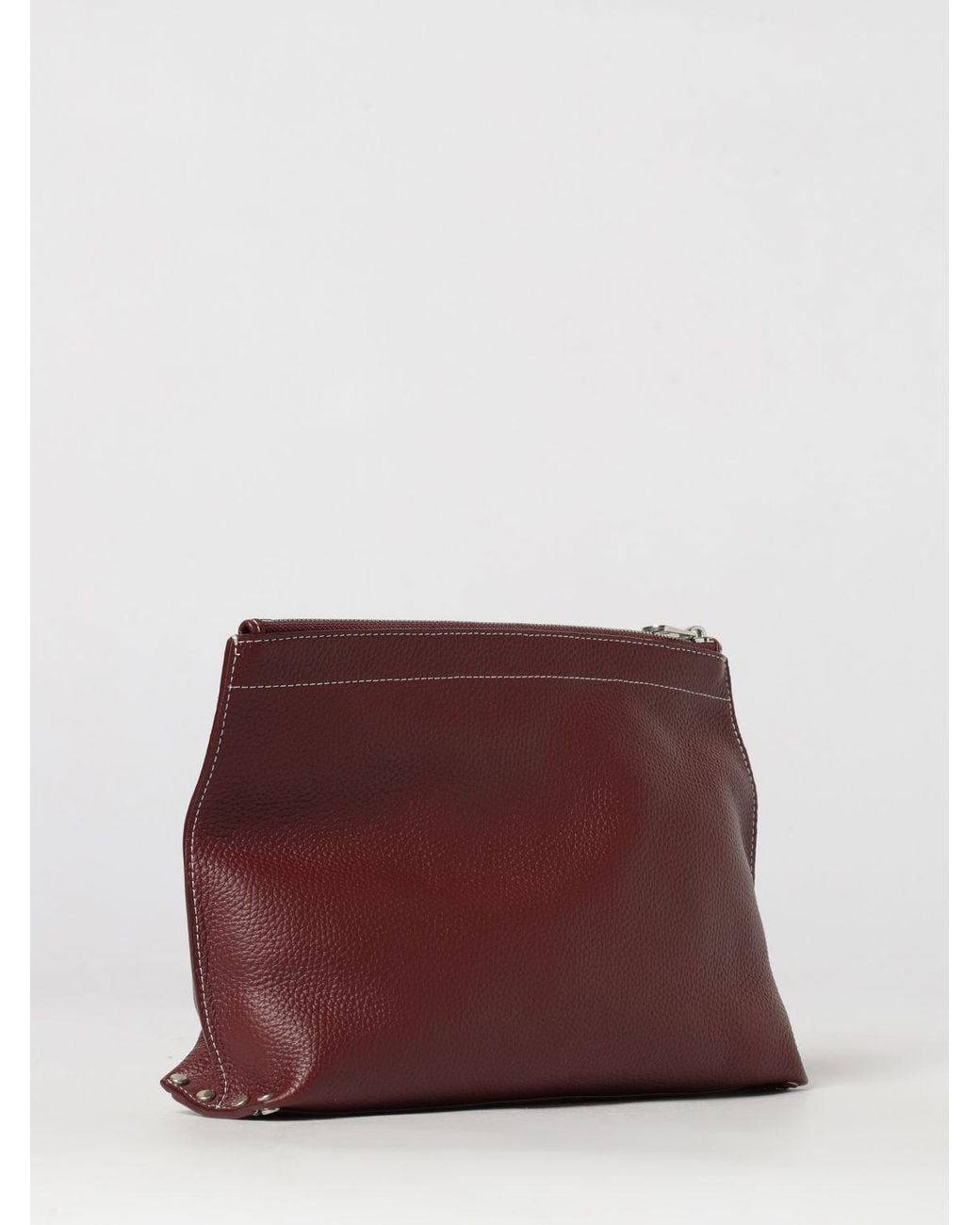 A.P.C. Purple Hammered Calfskin Clutch With Laminated Logo