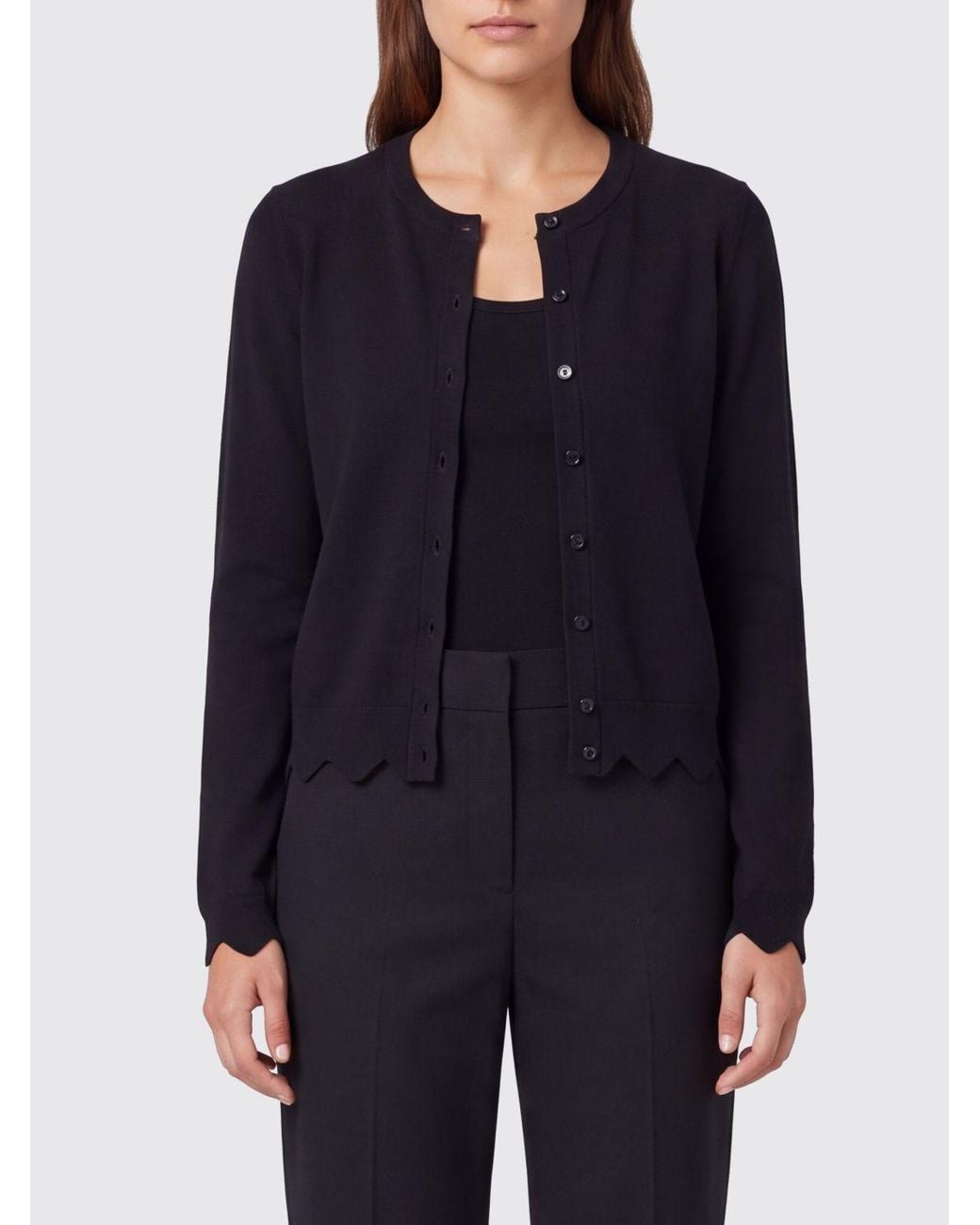 Marc Jacobs Blue Merino Wool And Lyocell Blend Crewneck Cardigan