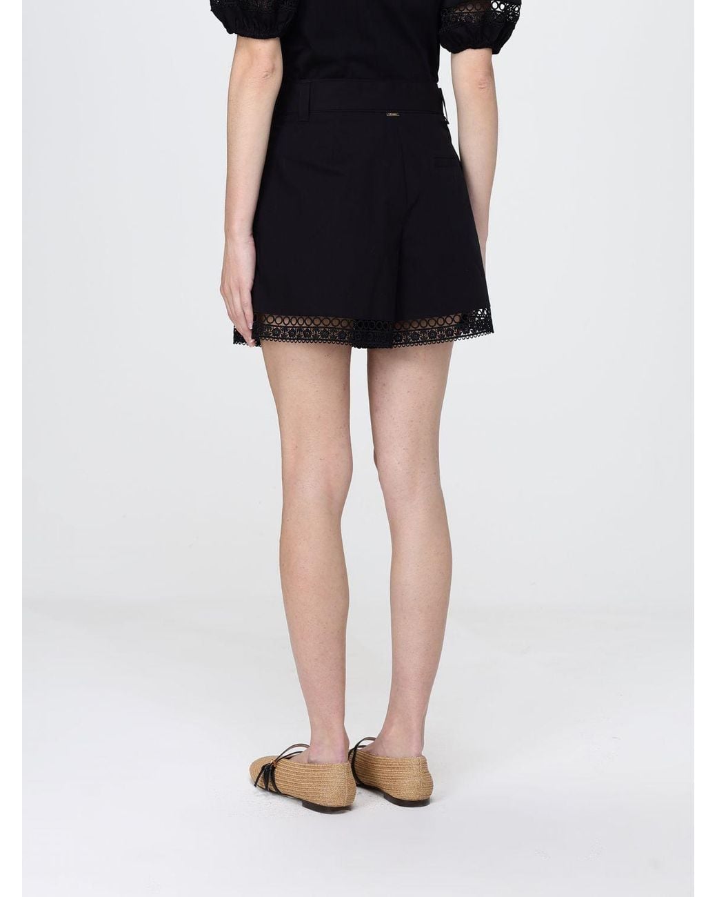 Twinset Black Cotton Shorts With Belt