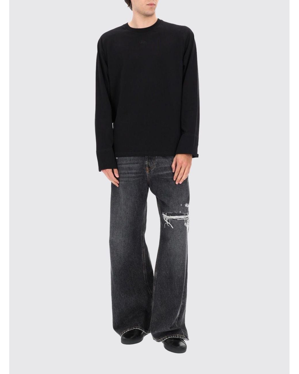 DIESEL Black D-Rise Wide-Leg Jeans for men